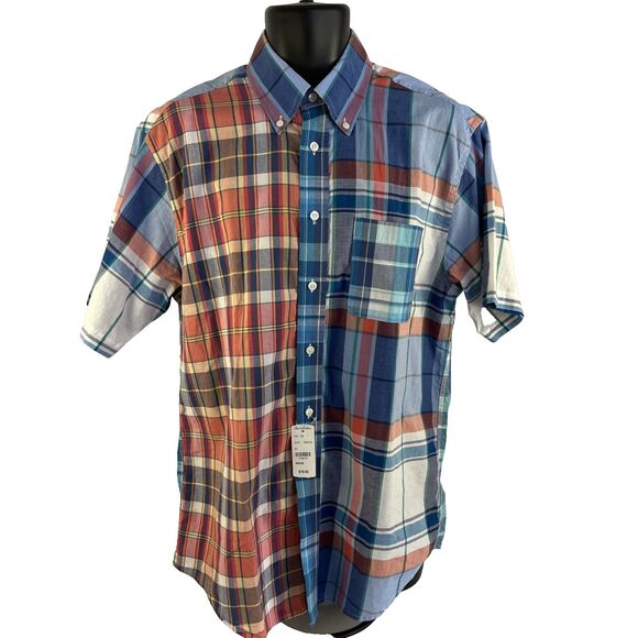 New Mens Brooks Brothers Madison Short Sleeve Button Down Shirt Size M NWT Plaid - Picture 7 of 8